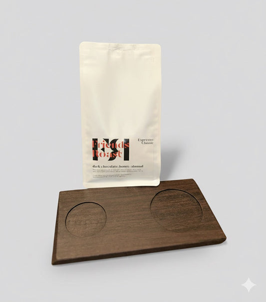 500g Kaffee mit Brettchen aus edler Wenge